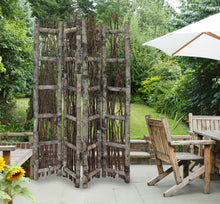 土質樺木和樹枝四面板房間隔斷屏風