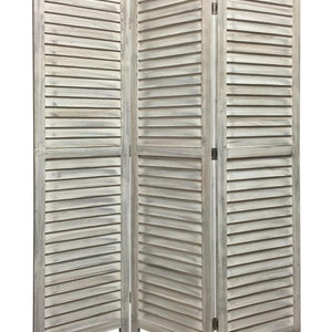 時尚三面板水洗白色百葉窗分隔屏