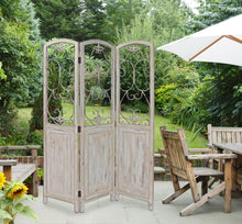 浪漫白色捲軸三面板房間隔斷屏風