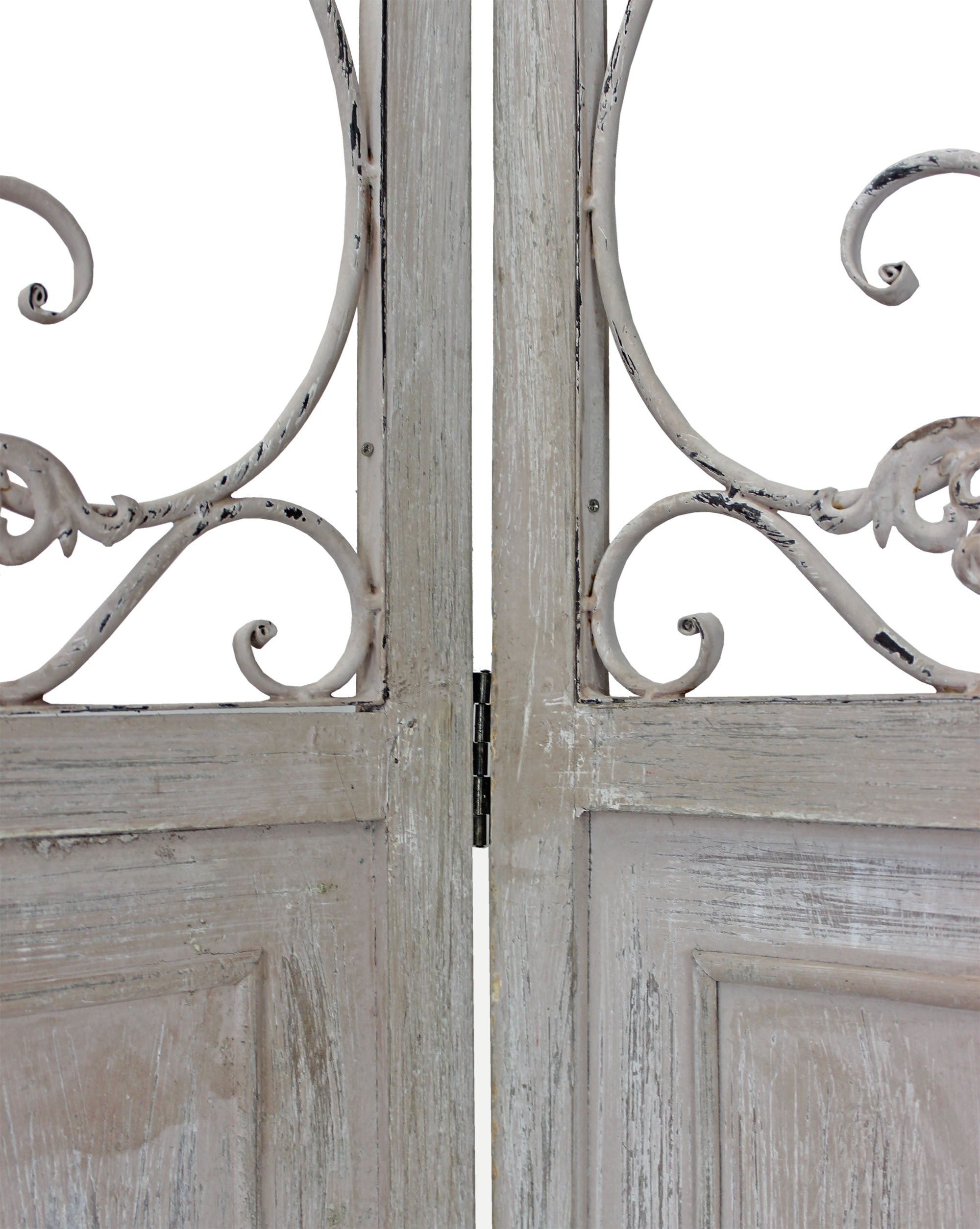 浪漫白色捲軸三面板房間隔斷屏風