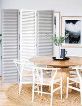 白色百葉窗式三面板房間隔斷屏風