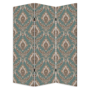 復古綠色巴洛克三面板房間隔斷屏風