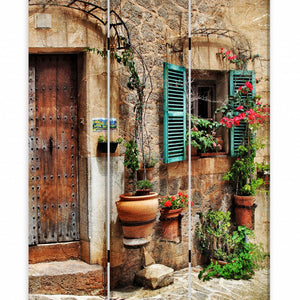 浪漫歐式街頭三屏房屏風