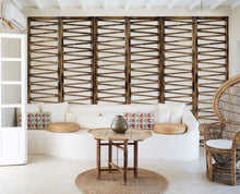 質樸的地理設計木質三面板房間隔斷屏風