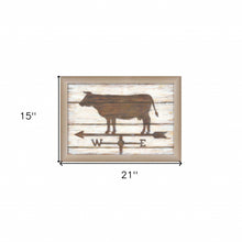Farmhouse Cow Brown Framed Print Wall Art