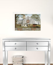 American Star Quilt Block Barn 3 White Framed Print Wall Art