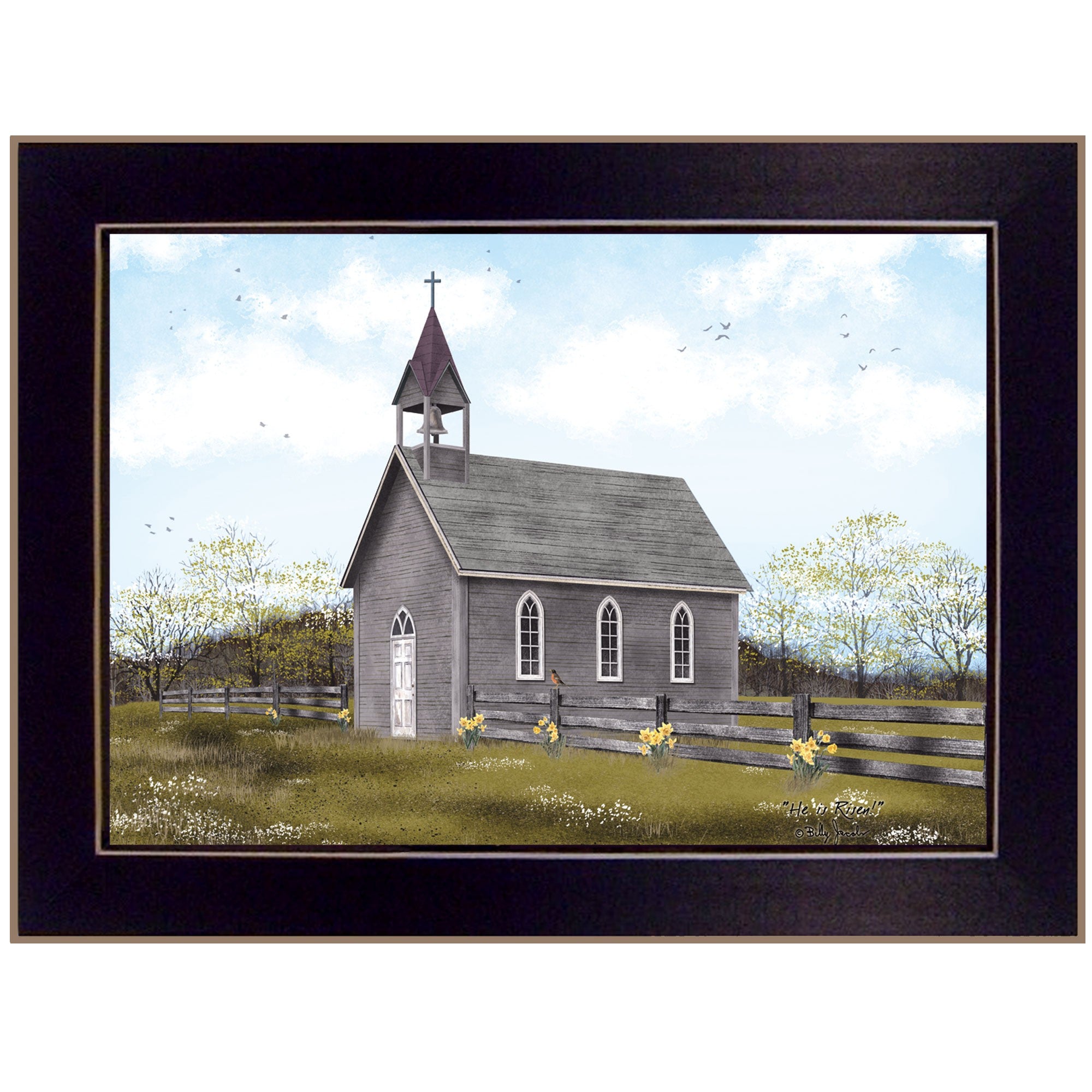 He Is Risen Black Framed Print Wall Art