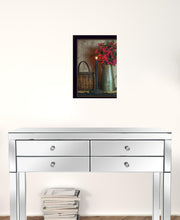 Basket And Blossoms Black Framed Print Wall Art