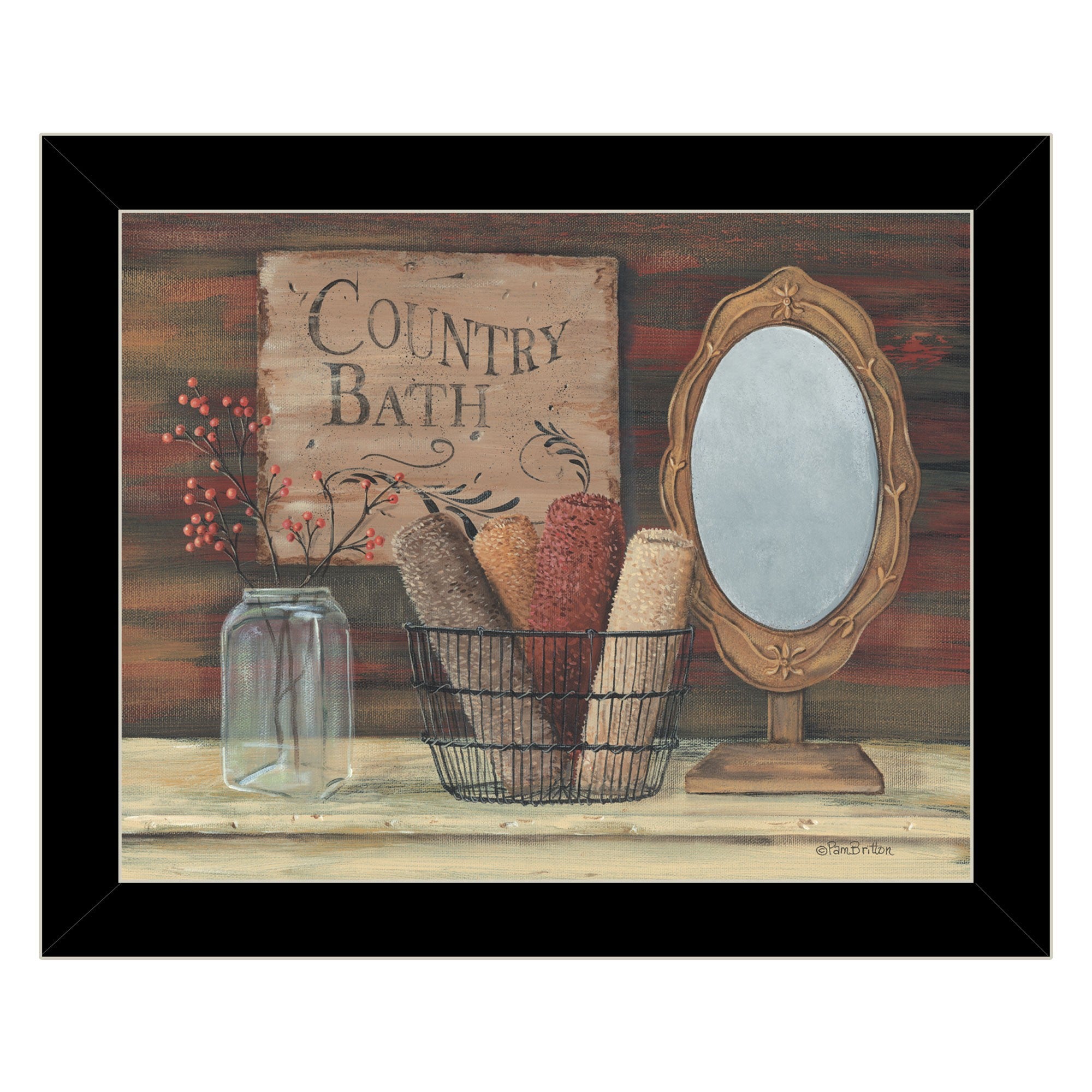 Country Bath 7 Black Framed Print Wall Art