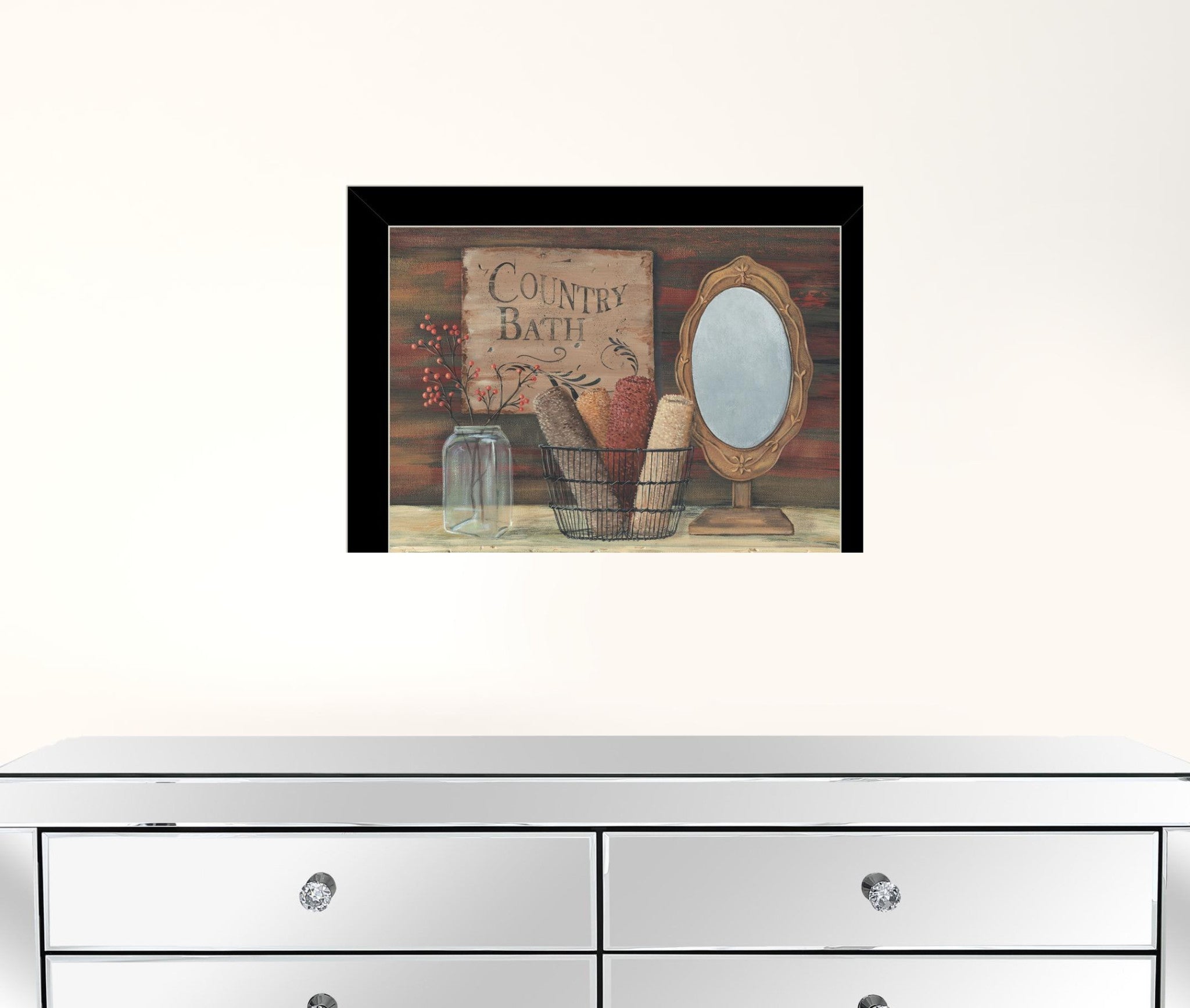 Country Bath 7 Black Framed Print Wall Art