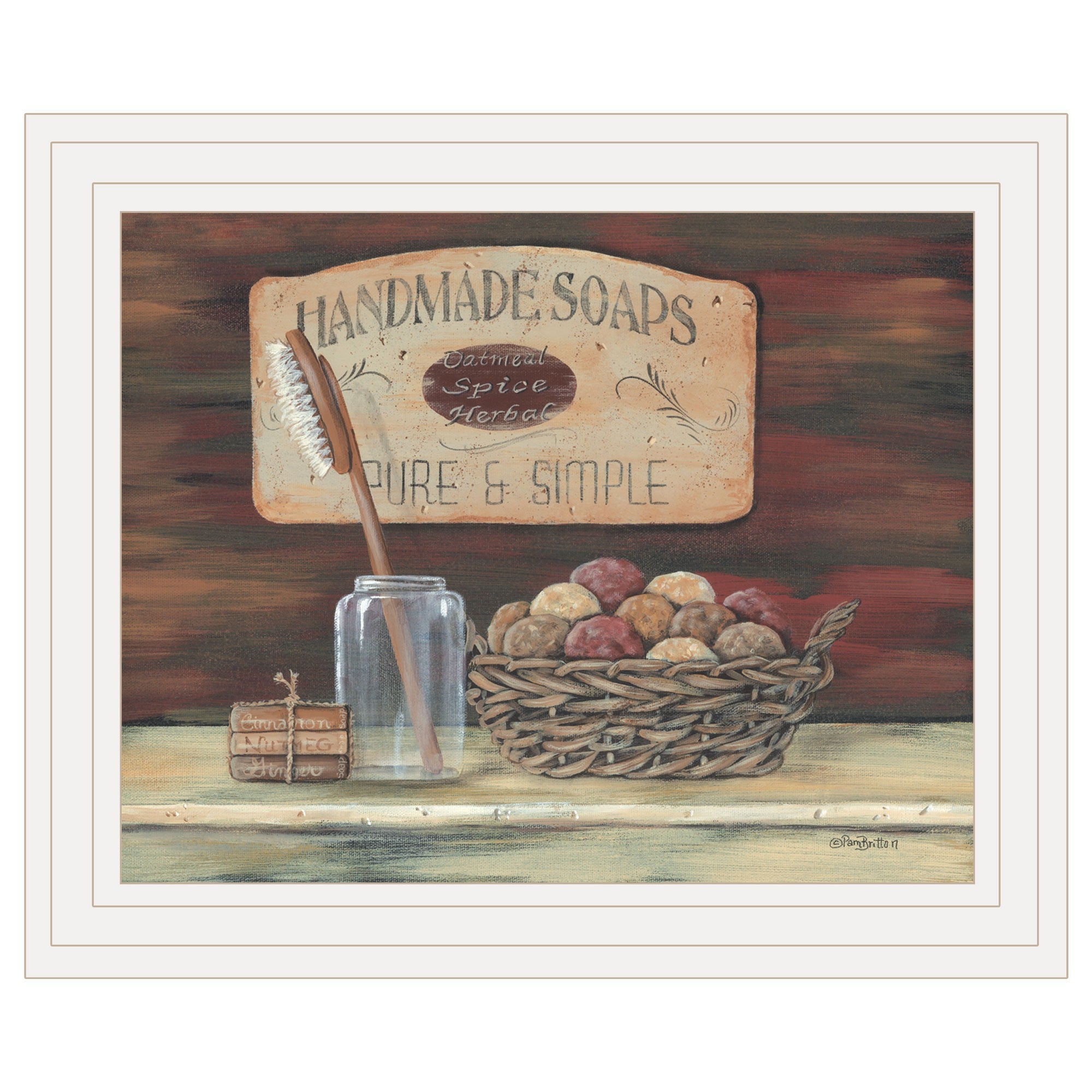 Handmade Soaps White Framed Print Bathroom Wall Art
