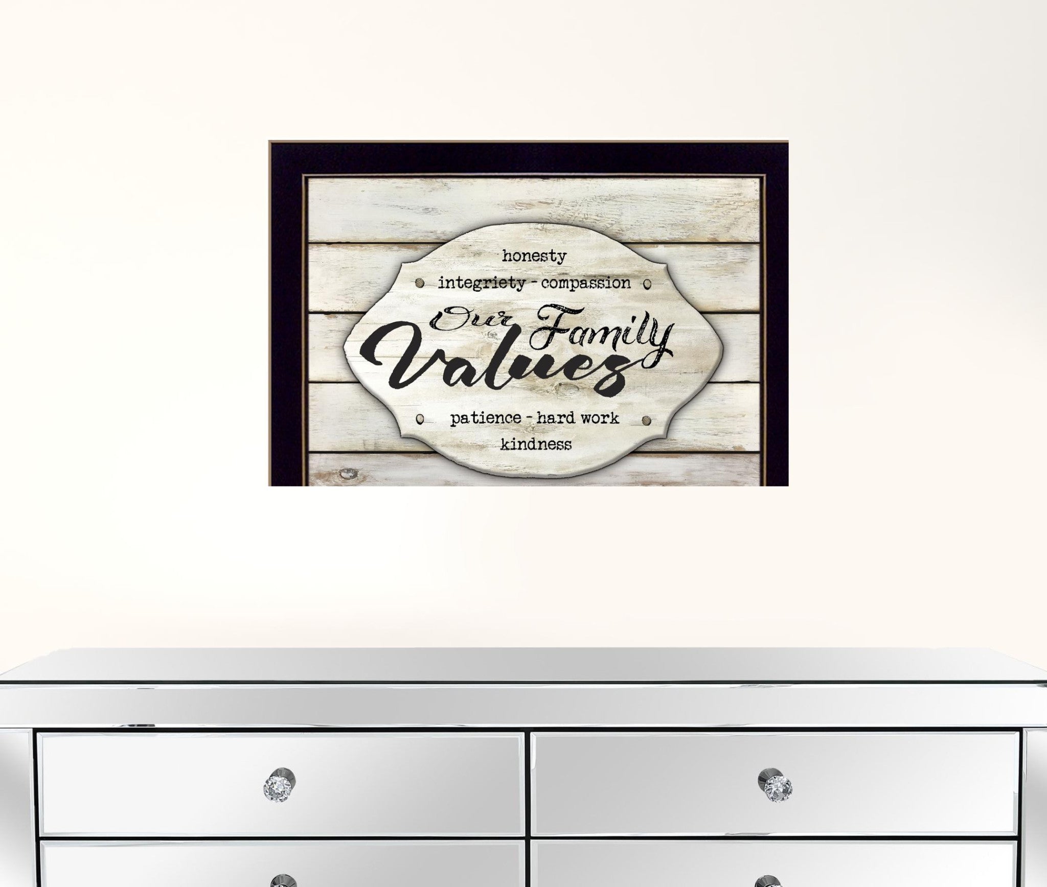 Our Family Values 1 Black Framed Print Wall Art