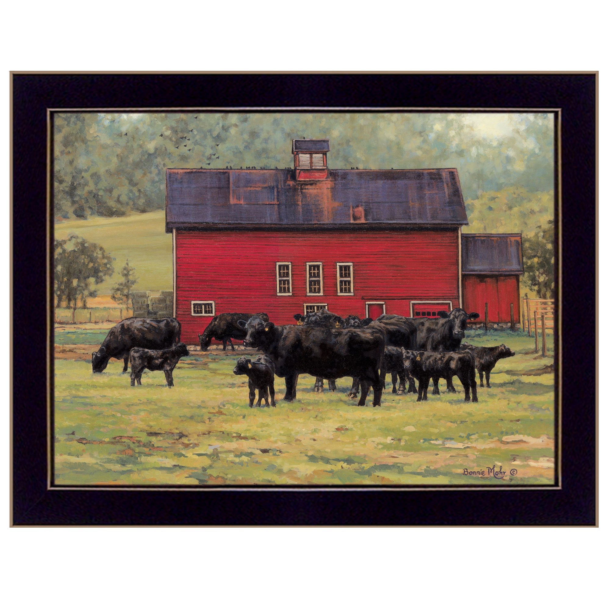 By The Red Barn Black Framed Print Wall Art