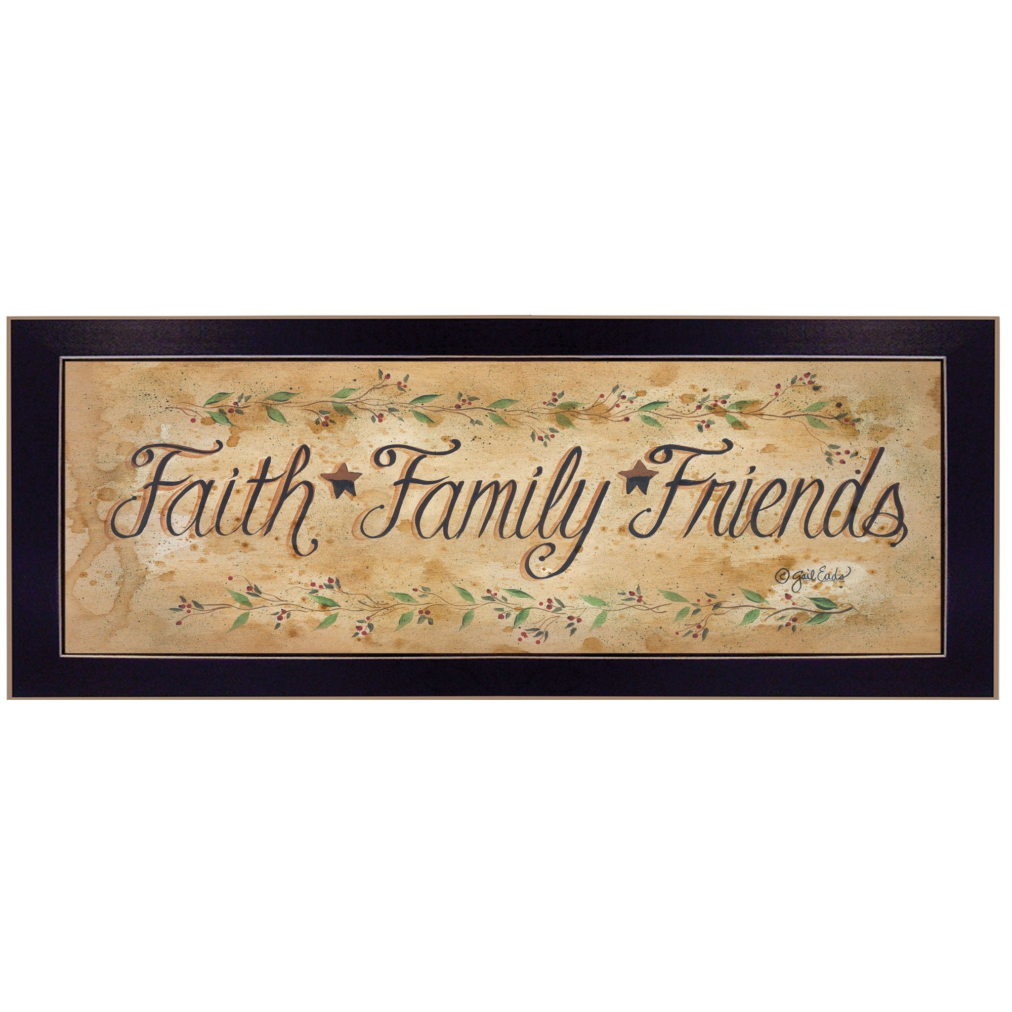 Faith Family Friends Black Framed Print Wall Art