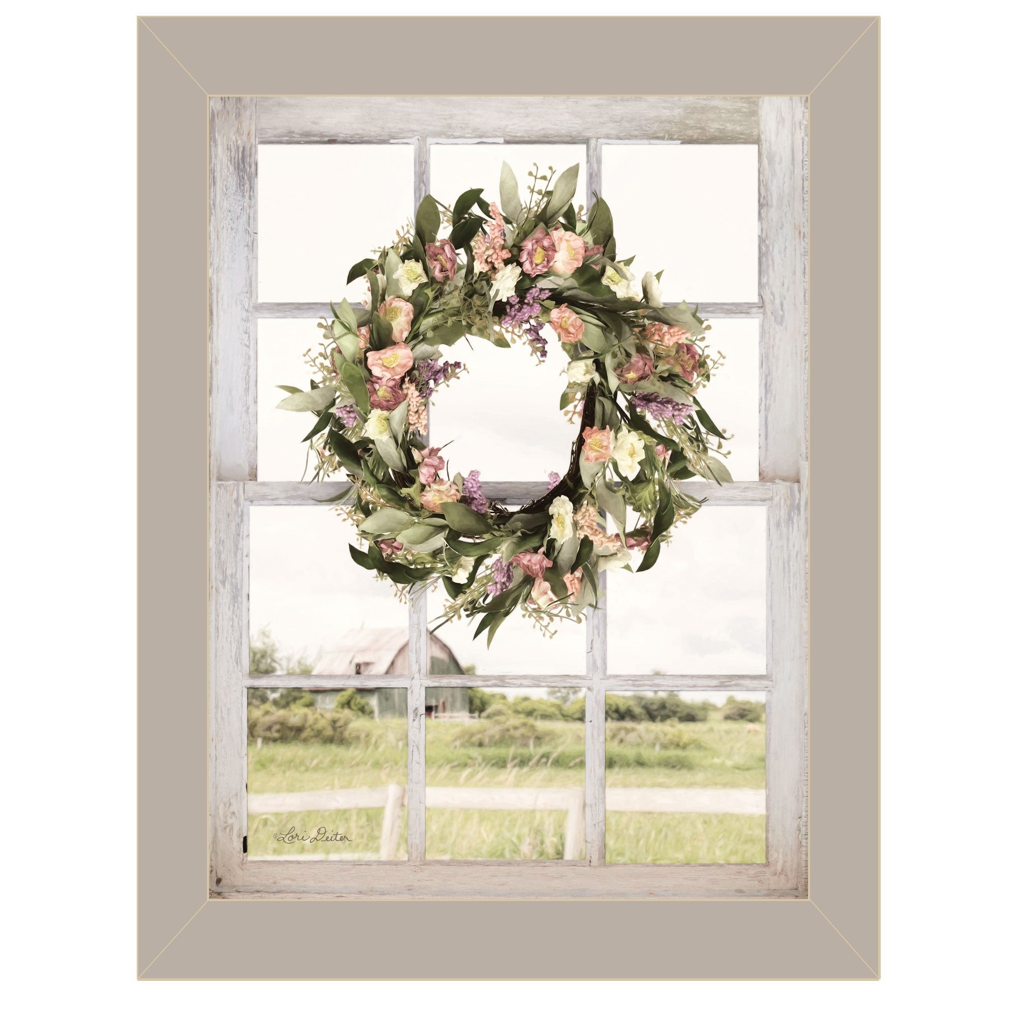 Summer View 1 Gray Framed Print Wall Art