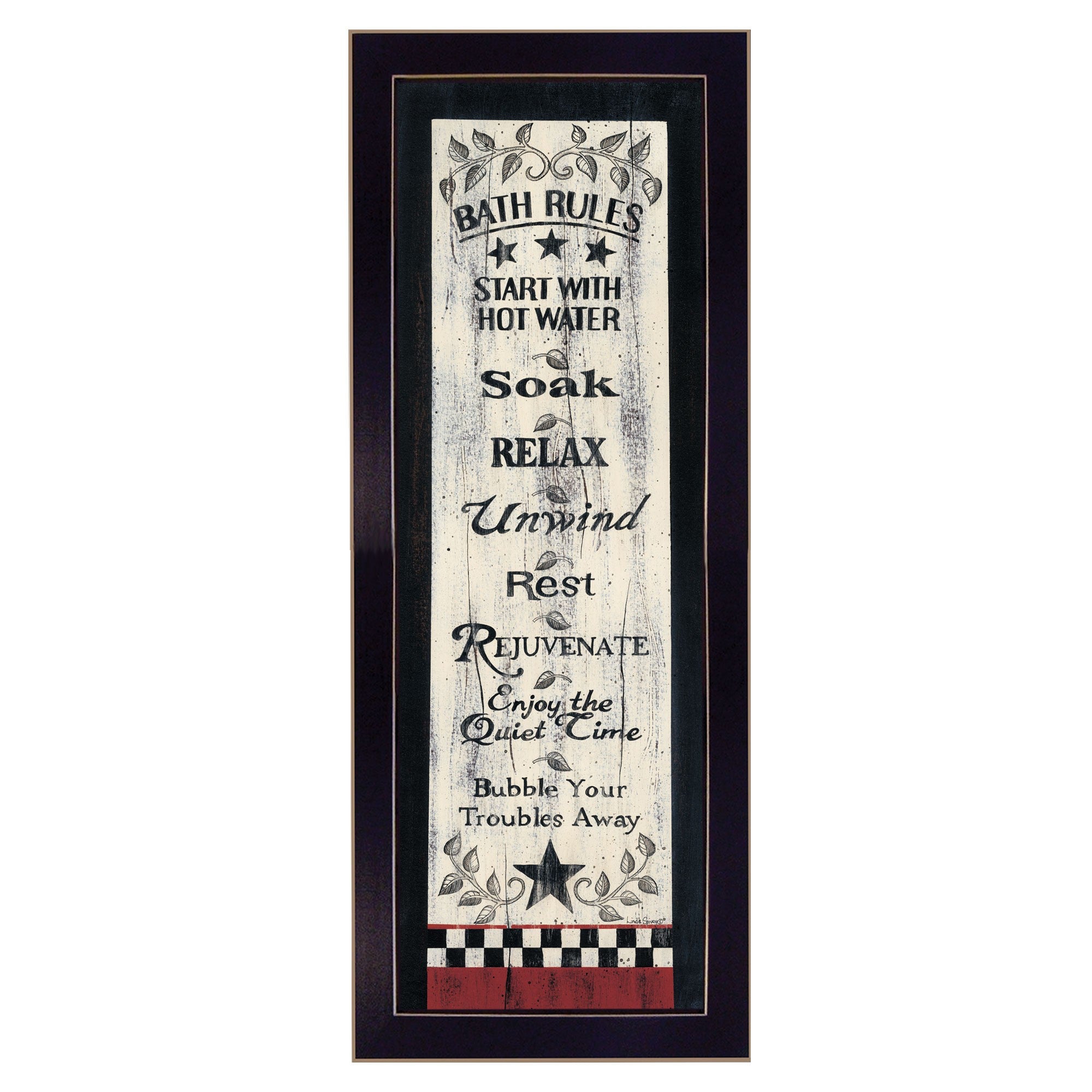 Bath Rules 6 Black Framed Print Wall Art