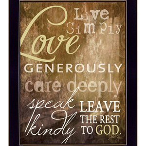 Live Simply 1 Black Framed Print Wall Art