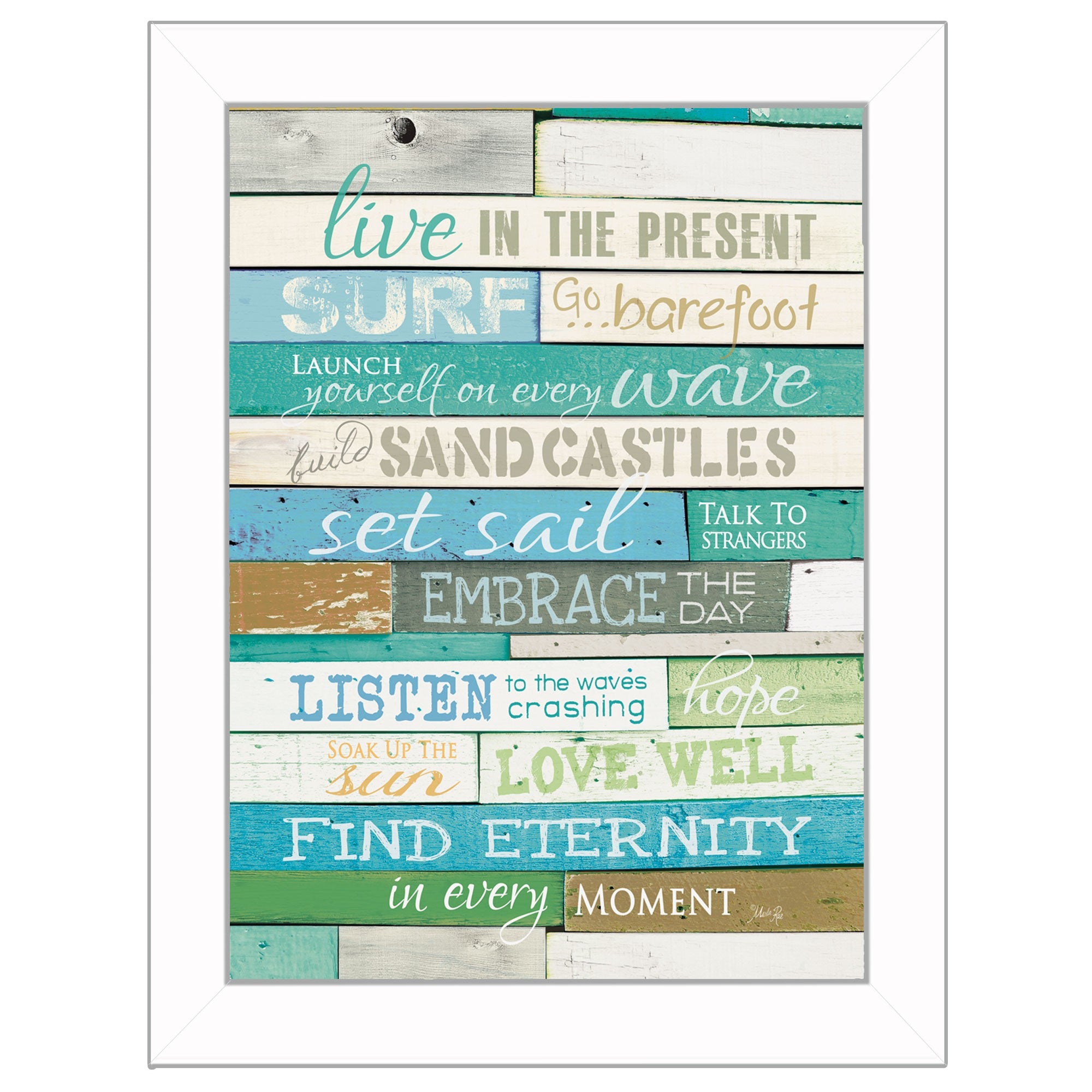 Live In The Present 2 White Framed Print Wall Art