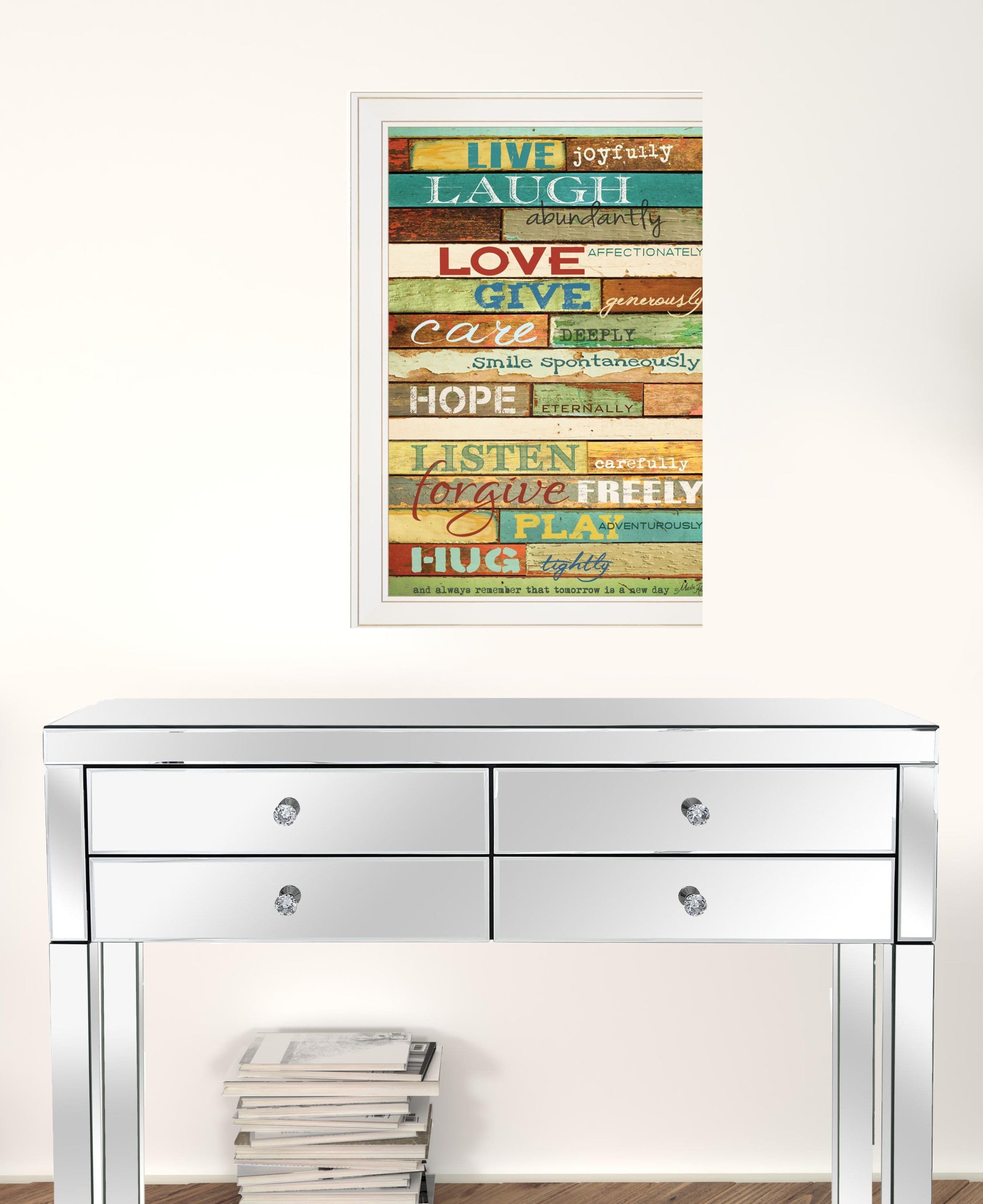 Live Joyfully 4 White Framed Print Wall Art