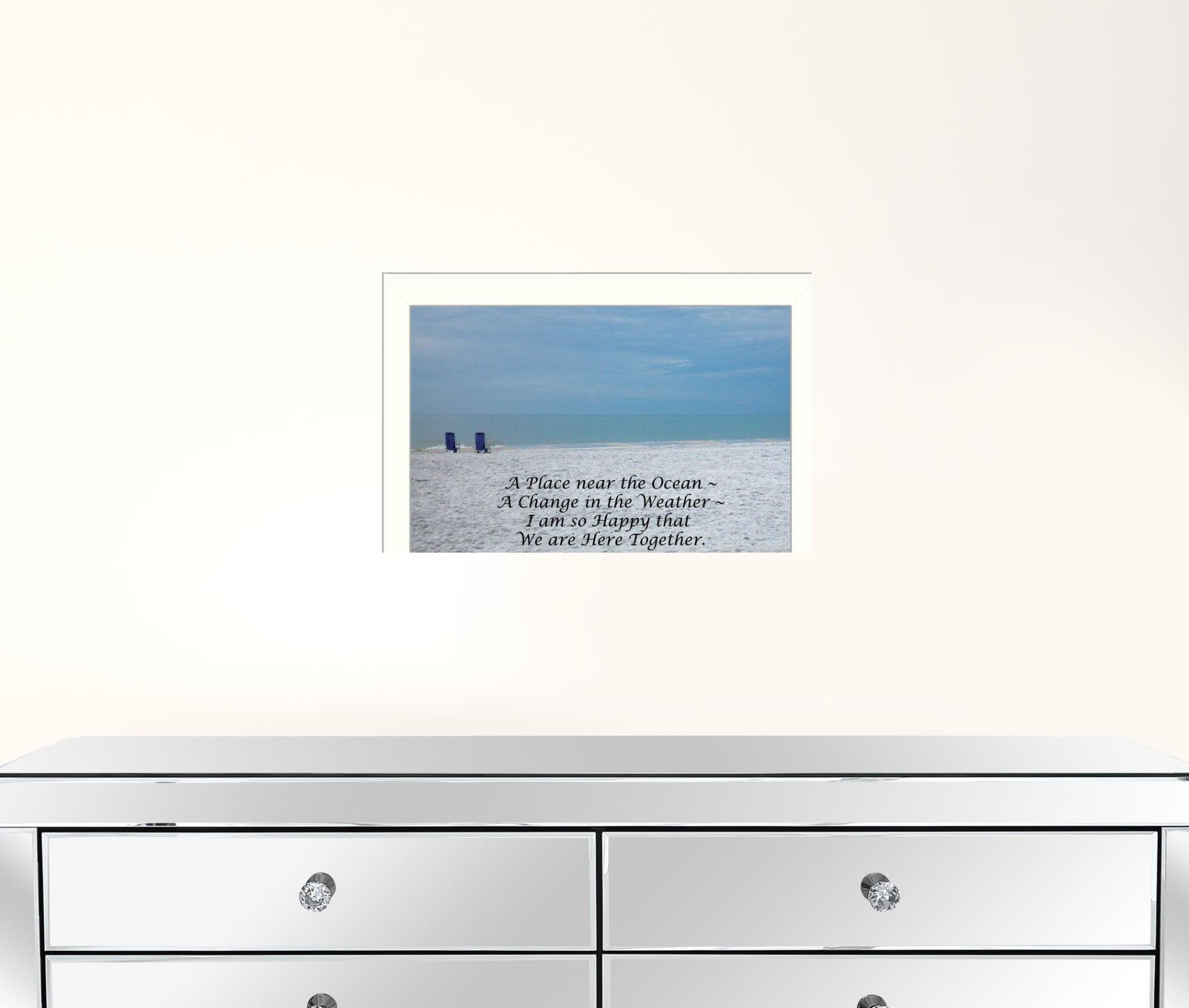 A Place Near The Ocean White Framed Print Wall Art