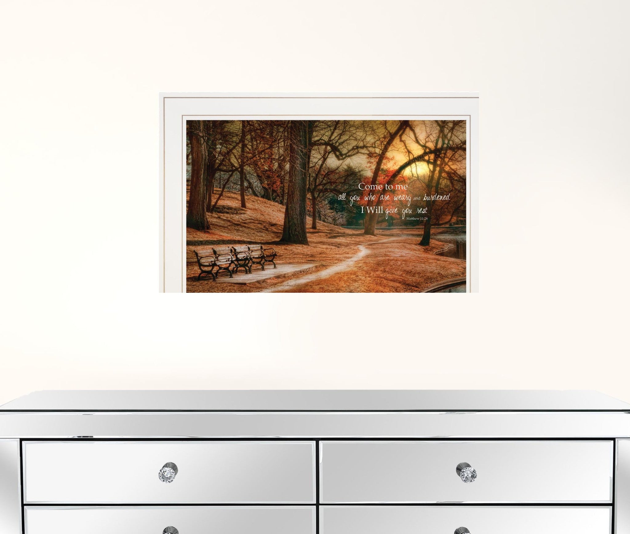 I Will Give You Rest 1 White Framed Print Wall Art