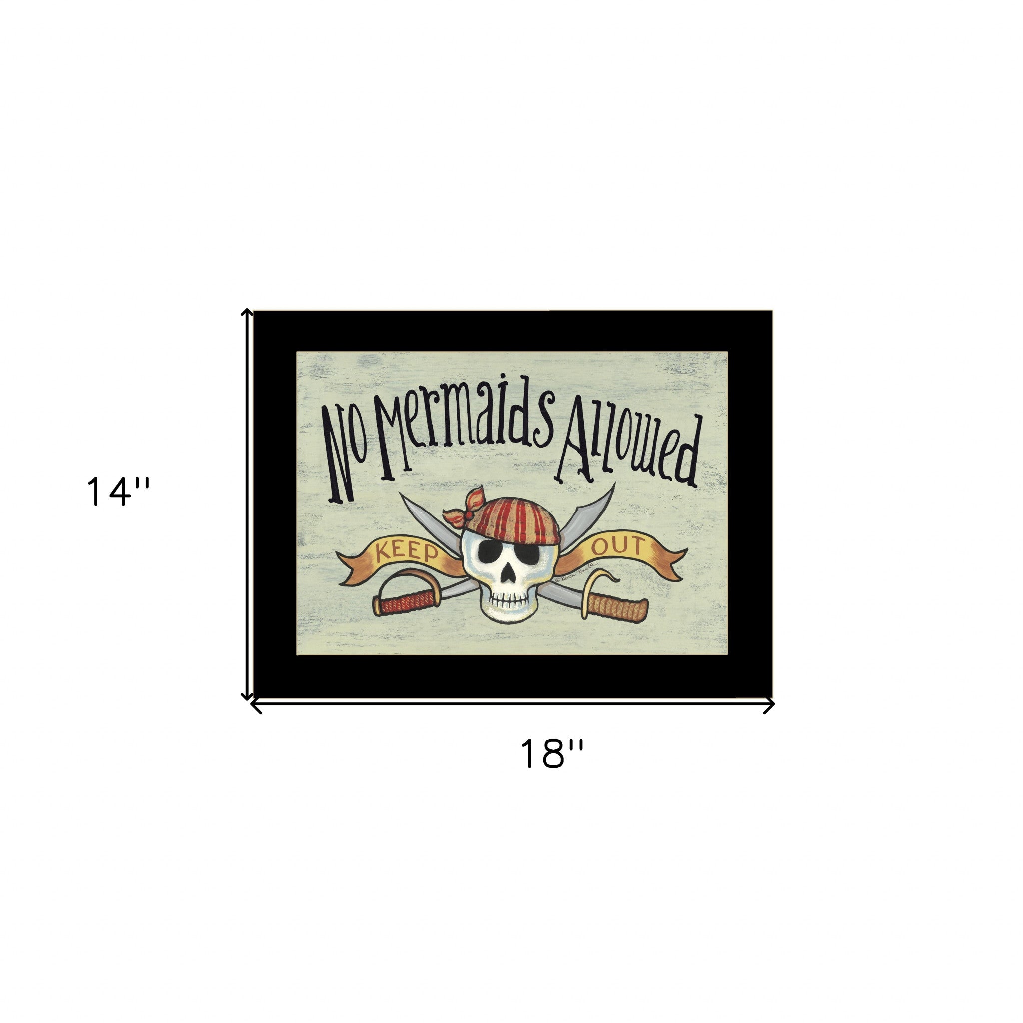 No Mermaids Allowed Pirates Black Framed Print Wall Art