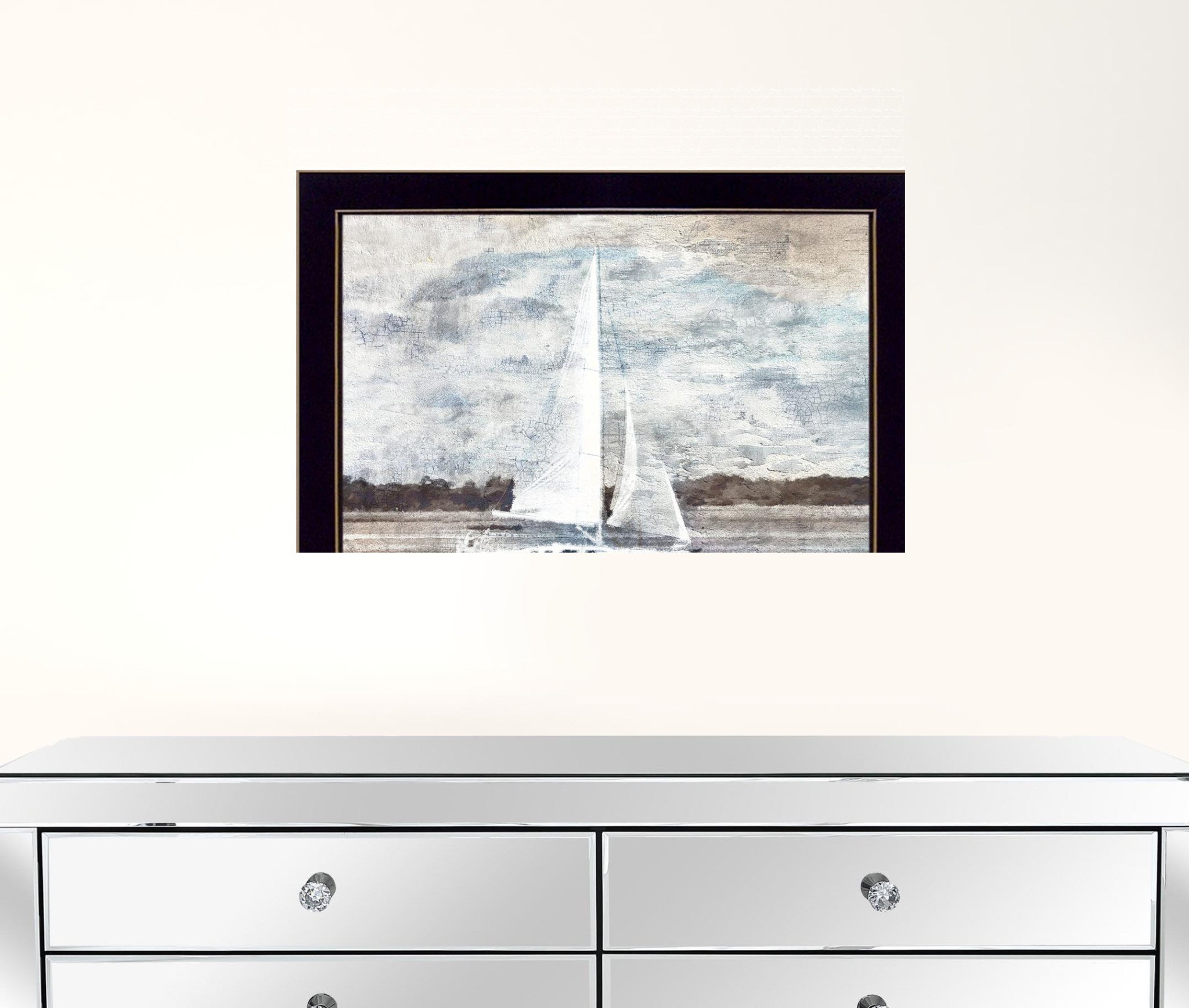 Sailboat On Water 1 Black Framed Print Wall Art