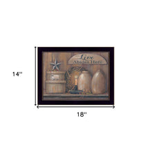 Love Abides Here Shelf 1 Black Framed Print Wall Art