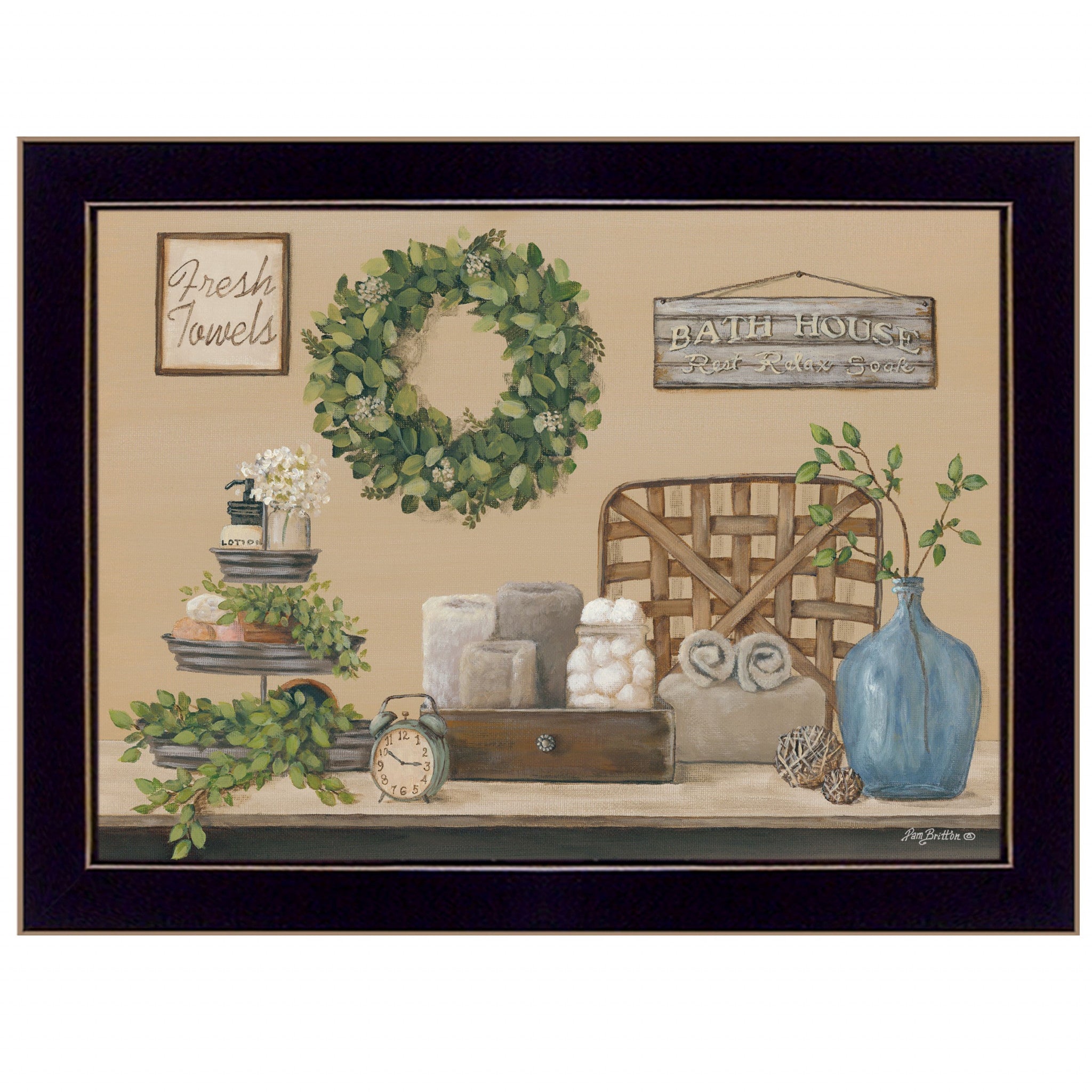 Farmhouse Bathhouse Black Framed Print Bathroom Wall Art