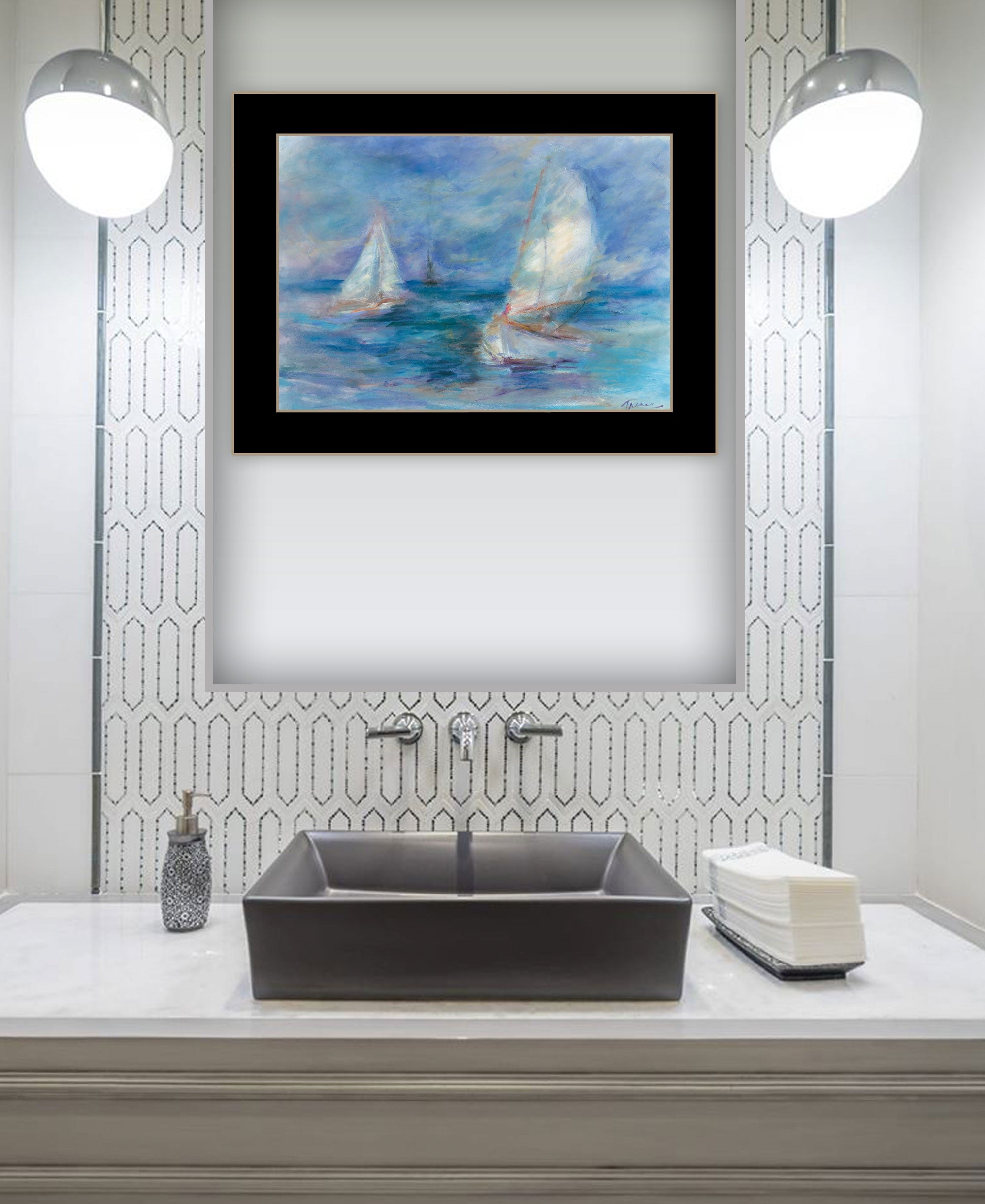 Ghost Ship 1 Black Framed Print Wall Art