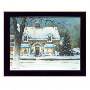 Snow Softly Falling 2 Black Framed Print Wall Art