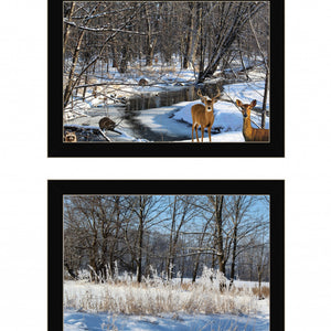 Set Of Two Great Outdoors Nature Or Winter Forest 1 Black Framed Print Wall Art