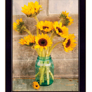 Country Sunflowers 1 Black Framed Print Wall Art