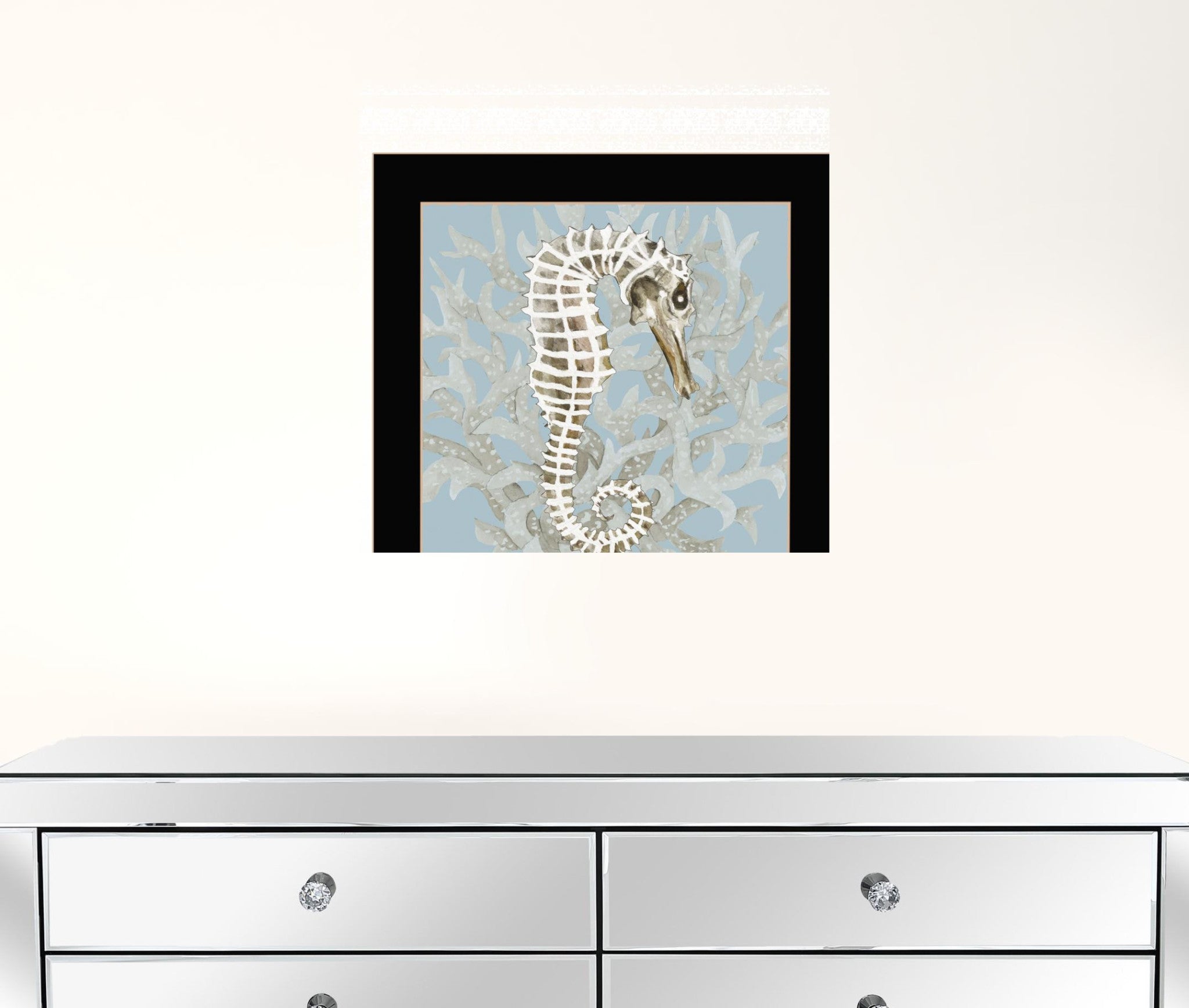 Coral Seahorse I 1 Black Framed Print Wall Art