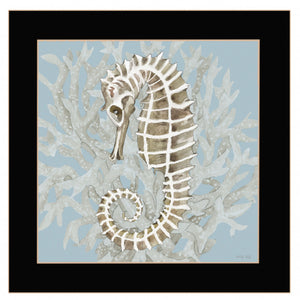 Coral Seahorse II 1 Black Framed Print Wall Art