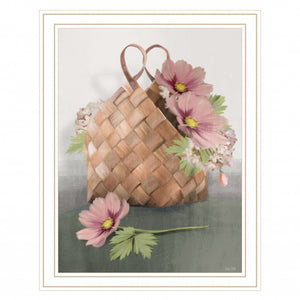 Farmhouse Daisy Basket 2 White Framed Print Wall Art