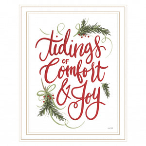 Tidings Of Comfort & Joy 1 White Framed Print Wall Art