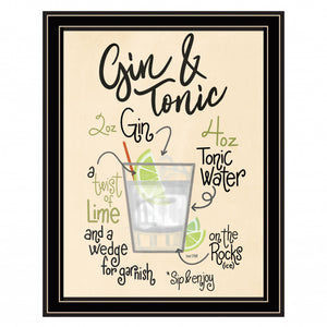 Gin and Tonic Black Framed Print Wall Art