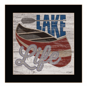 Lake Life Canoe 1 Black Framed Print Wall Art