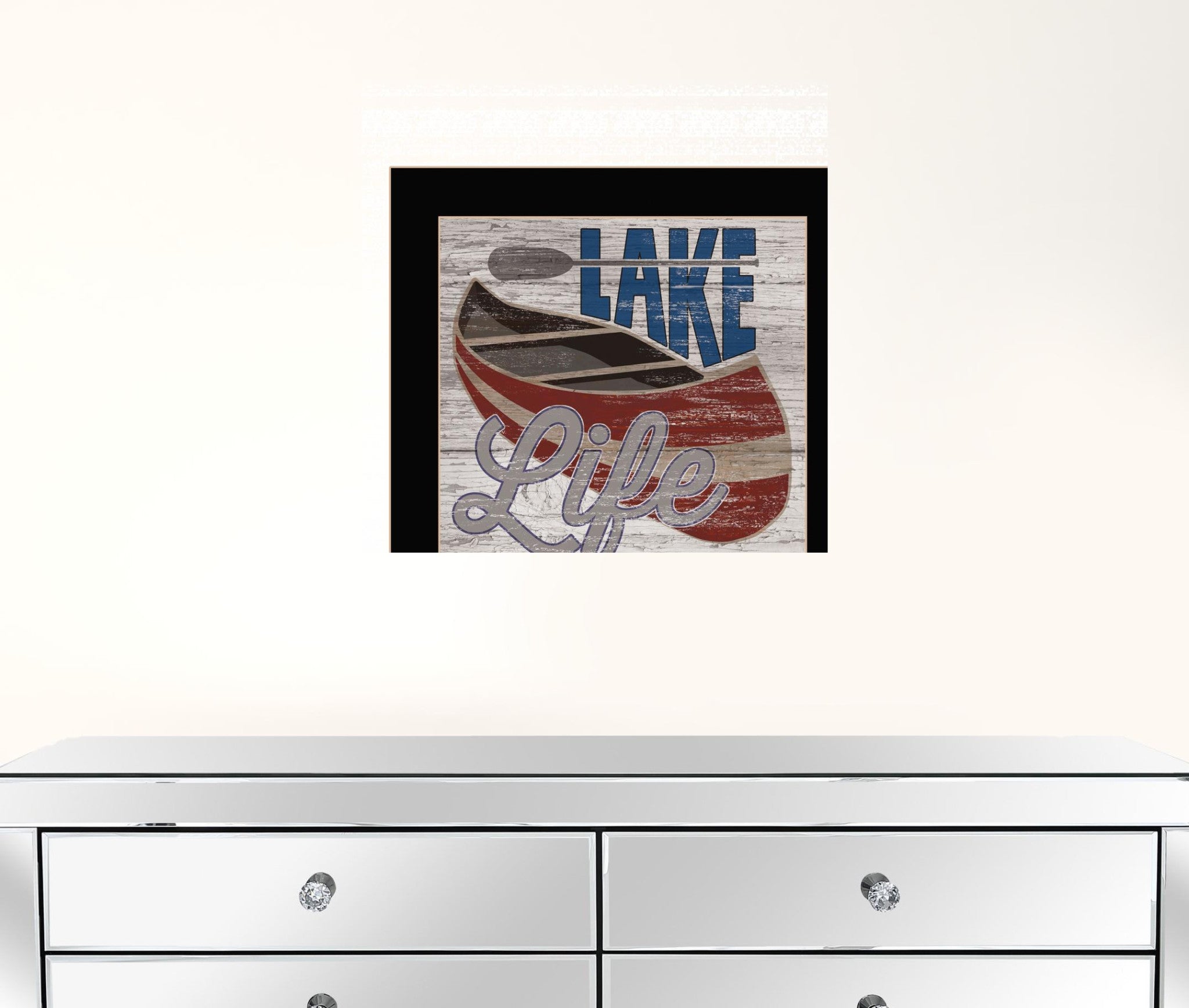 Lake Life Canoe 1 Black Framed Print Wall Art