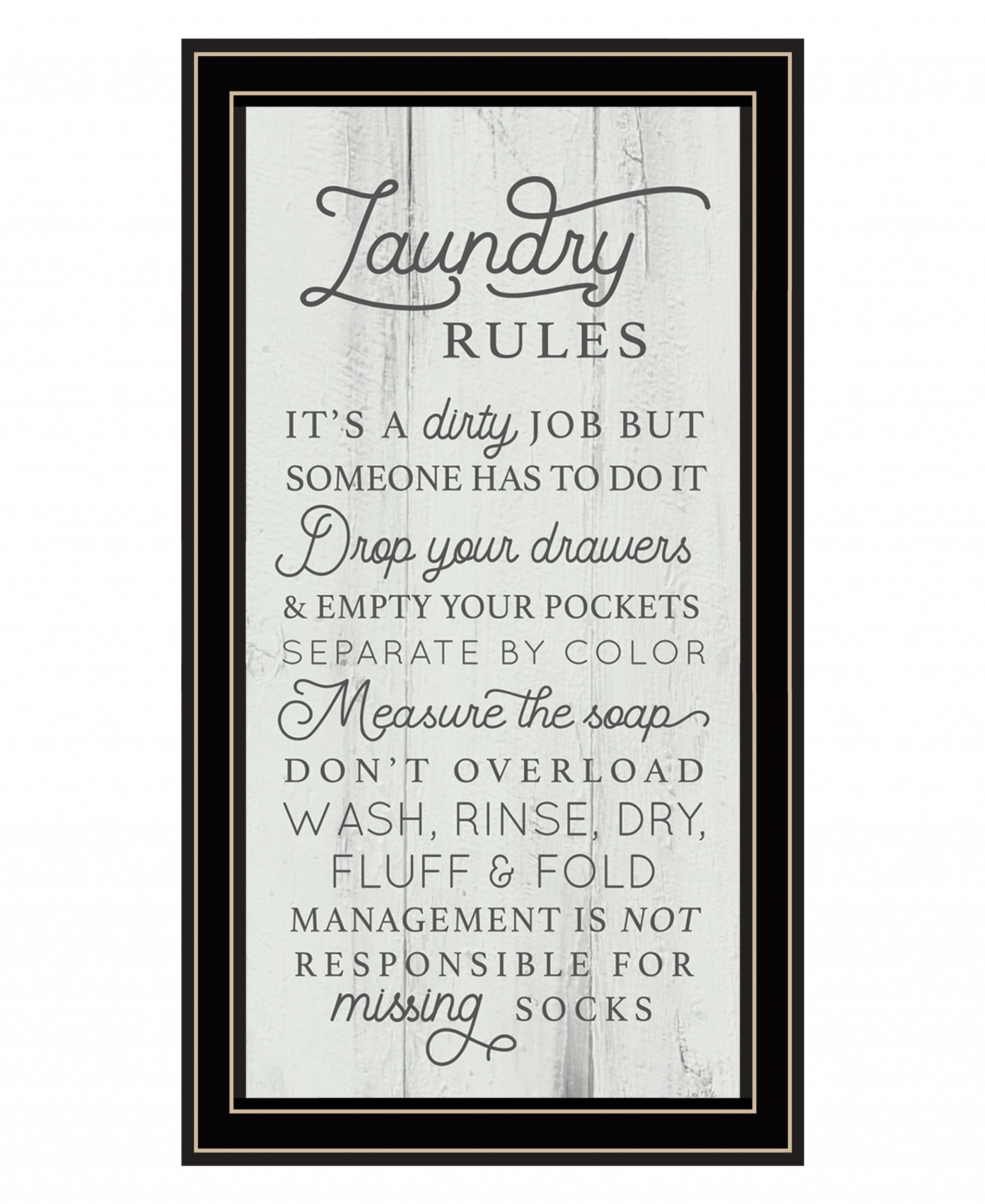 Laundry Rules 1 Black Framed Print Wall Art