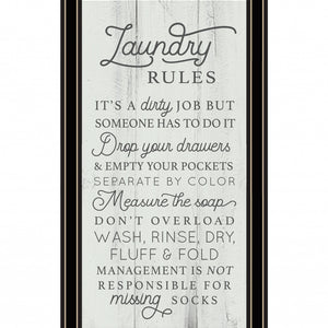 Laundry Rules 1 Black Framed Print Wall Art