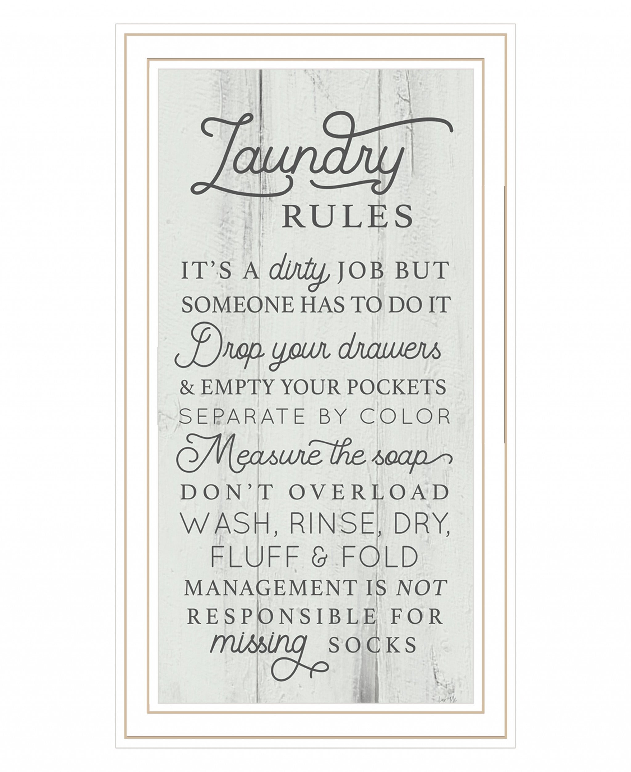 Laundry Rules 2 White Framed Print Wall Art
