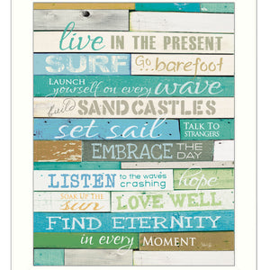 Live In The Present 4 White Framed Print Wall Art