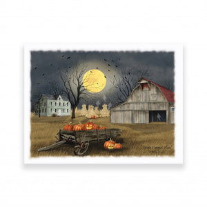Spooky Harvest Moon 5 White Wrapped Canvas Print Wall Art