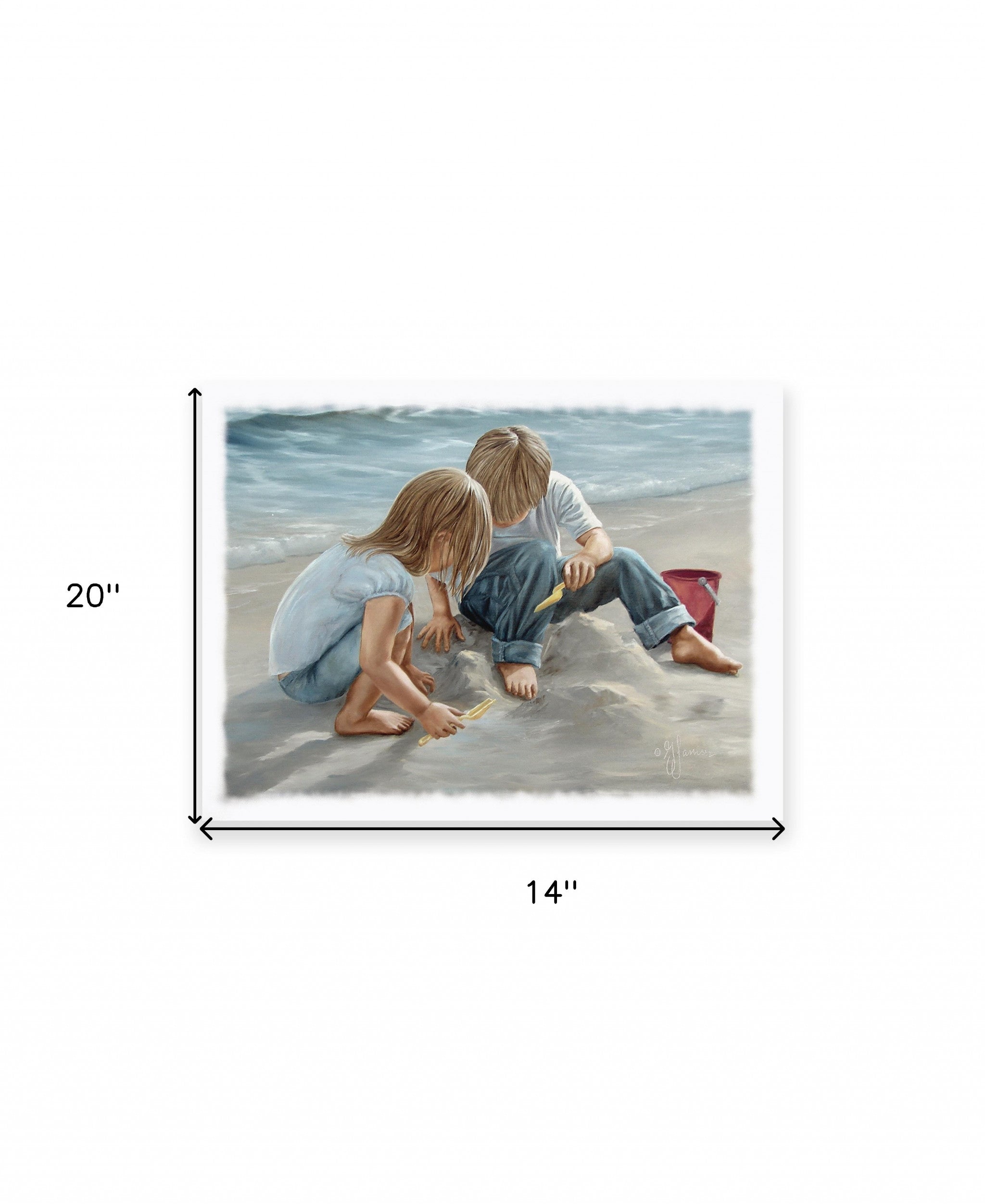 Sand Castle Builders 2 White Wrapped Canvas Print Wall Art
