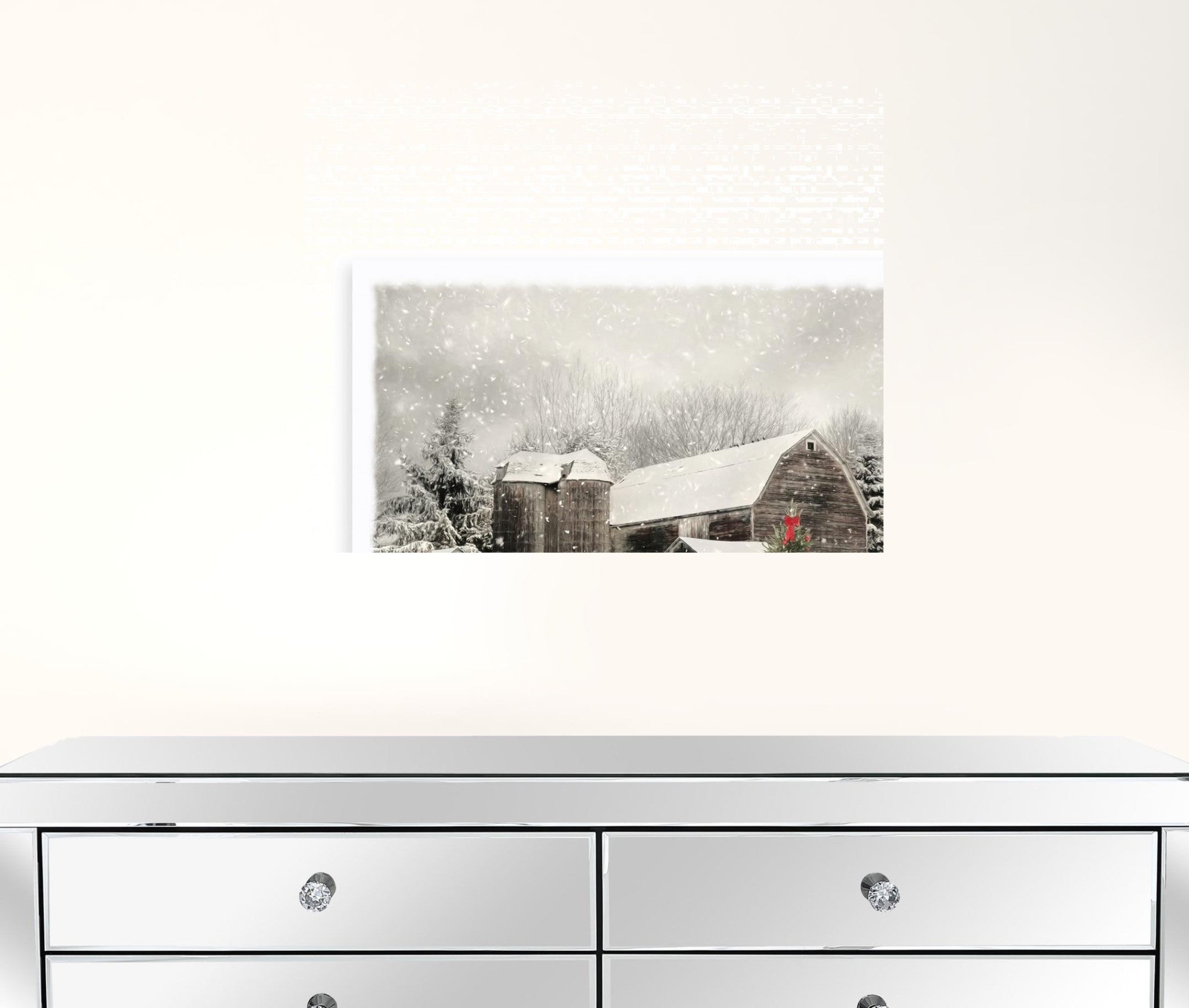 Farmhouse Christmas 3 White Wrapped Canvas Print Wall Art