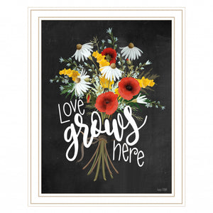Love Grows Here White Framed Print Wall Art