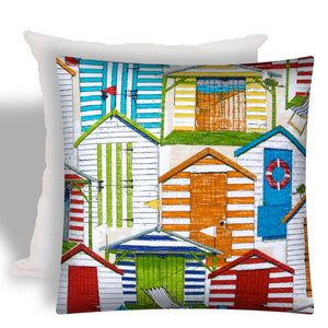 17" X 17" Red And White Zippered Throw Indoor Outdoor Pillow