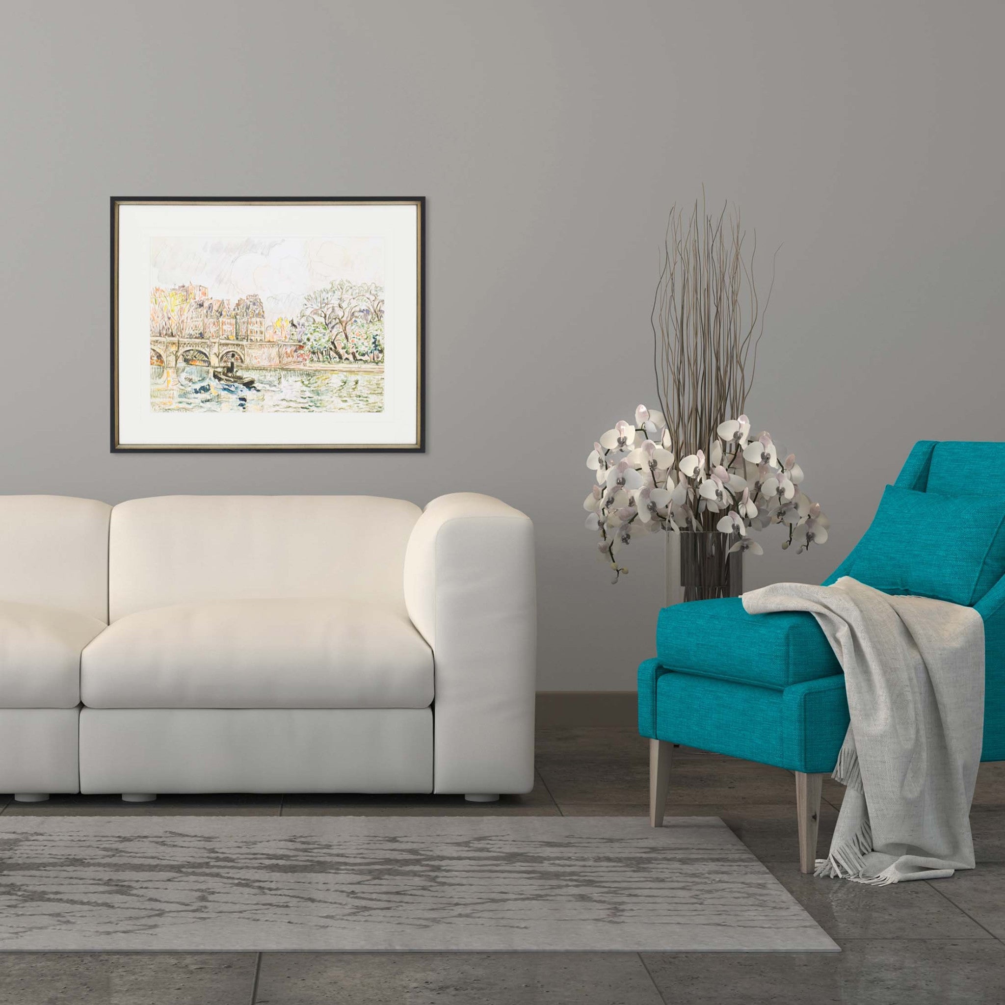 Paris Le Place Dauphine Framed Art Black Picture Frame Print Wall Art